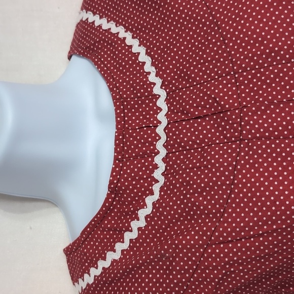 Vintage Handmade Red White Polka Dot Shift Dress with Pockets Size Medium - Picture 2 of 5
